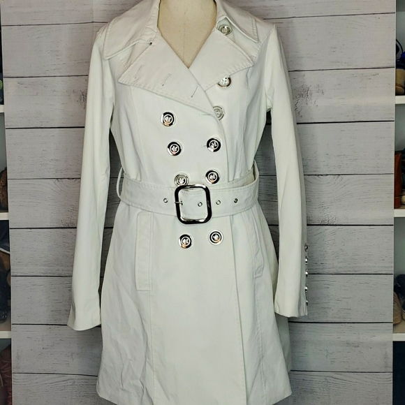 New York & Company Jackets & Blazers - NY&CO White Trench Coat with Buckle